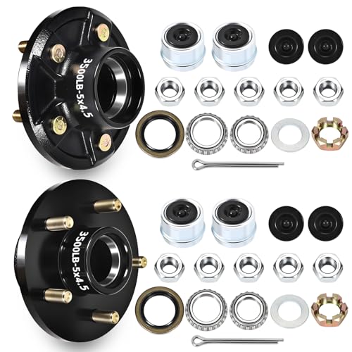 ikkwmei 3500lb Trailer Idler Hub Kit 5 on 4.5 Bolt 2 Sets Heavy Duty Trailer Hub Fit Tapered Spindle L44649 (1-1/16) & L68149 (1-3/8) Bearing Premium Boat Trailer Hub (Only for Tapered Spindle)