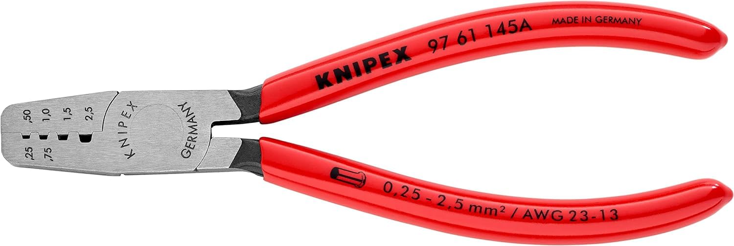 KNIPEX Szczypce do zagniatania tulejek kablowych z tworzywa sztucznego, powlekane 145 mm, 97 61 145 A