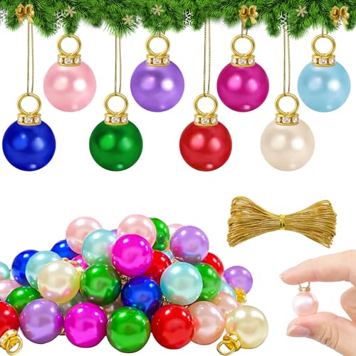 64 Stück Mini Weihnachtskugeln, 16mm Glitzer Weihnachtskugeln Bunt, 8...