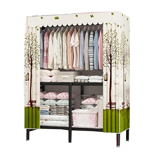 Armario de lona para ropa con estantes organizadores y barra de colgar plegable B-125