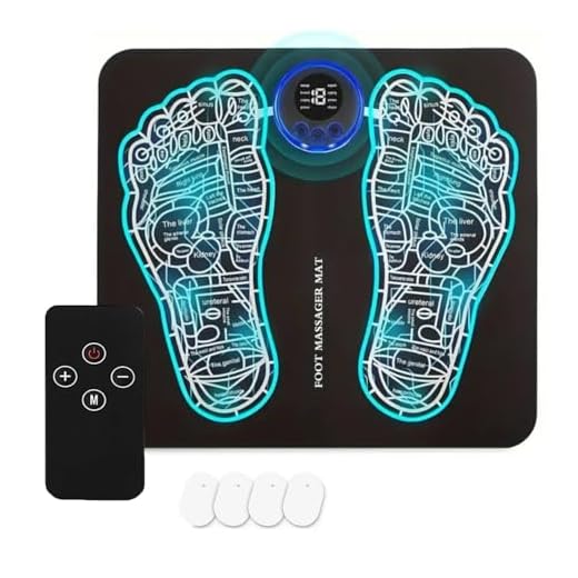 Masajeador de Pies Eléctrico, EMS Foot Massager Masajeador de Piernas Portátil con 8 Modos y 19 Frecuencias Ajustables, para Masaje de Pies para Aliviar el Dolor y la Circulación Sanguínea