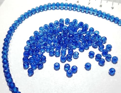 Image of GoSetGet! 4mm Rondelle /Tire (1000 Pcs) Dark Blue Crystal Macrame Plastic Beads for Arts, Crafts & Decoratives-High Sparkle Cutting Crystal Beads for Macrame, Jhula, Torana, Jhumar (DarkBlue)