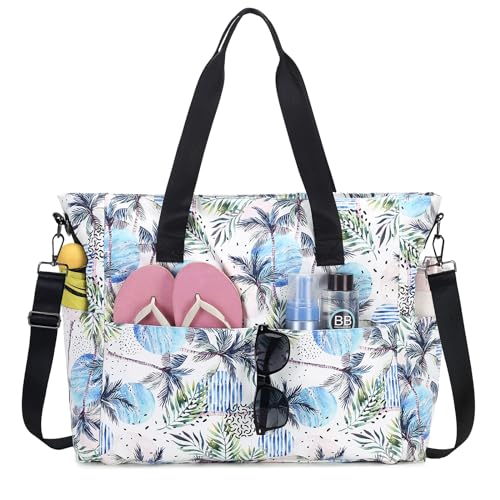 Beach Bags for Women, Large Waterproof Sandproof Swim Pool Bag with Dry Wet Seperated Pocket Utility Tote Bag