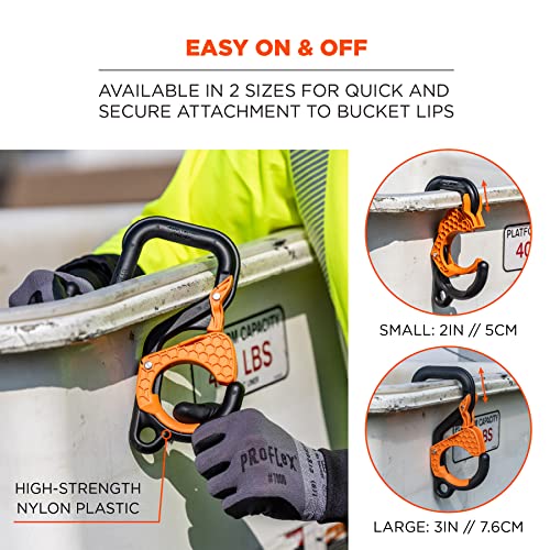 Image of Ergodyne Squids 3178 Locking Aerial Bucket Hook with Tethering Point, Fits 3 inch Lip, Attach Tool Bags or Aprons to Buckets