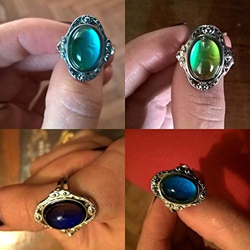 Exquisite Jewelry Ring Love Rings Vintage Unisex Mood Changing Color Ring Adjustable Temperature Control Band Wedding Band Best Gifts for Love with Valentine's Day - Silver2