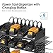 CCCEI Modular Pegboard Rack Power Tool Organizer with Charging Station. 4 Layer Wall Mount Drill Holder, Tools Battery Charger Organizer. Garage Shop Storage Utility Shelf with 6FT Power Strip. Black