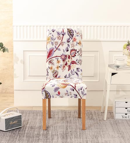 HZDHCLH Chair Covers Slipcovers 4/6 PCs Stretch Removable Washable Short Dining Chair Protector Cover Seat for Hotel,Dining Room,Ceremony (Clusters of flowers,6 PCS) โ image 1