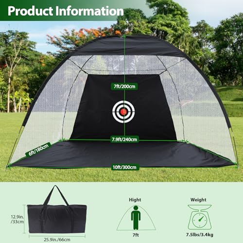 REDCAMP 10x7ft Golf Übungsnetz mit Rasen, Golf Training Netz mit Schlagmatte für Indoor/Outdoor Hinterhof Chipping Driving