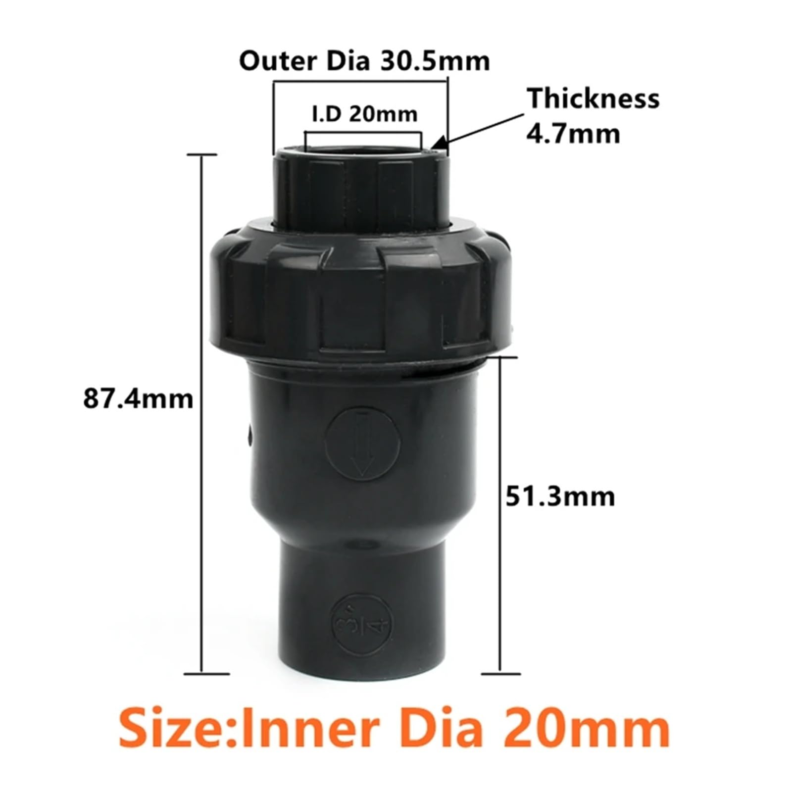 Zawór zwrotny z pojedynczym złączem UPVC, 20-110 mm, zawór zwrotny DIN, 1 szt(20mm)