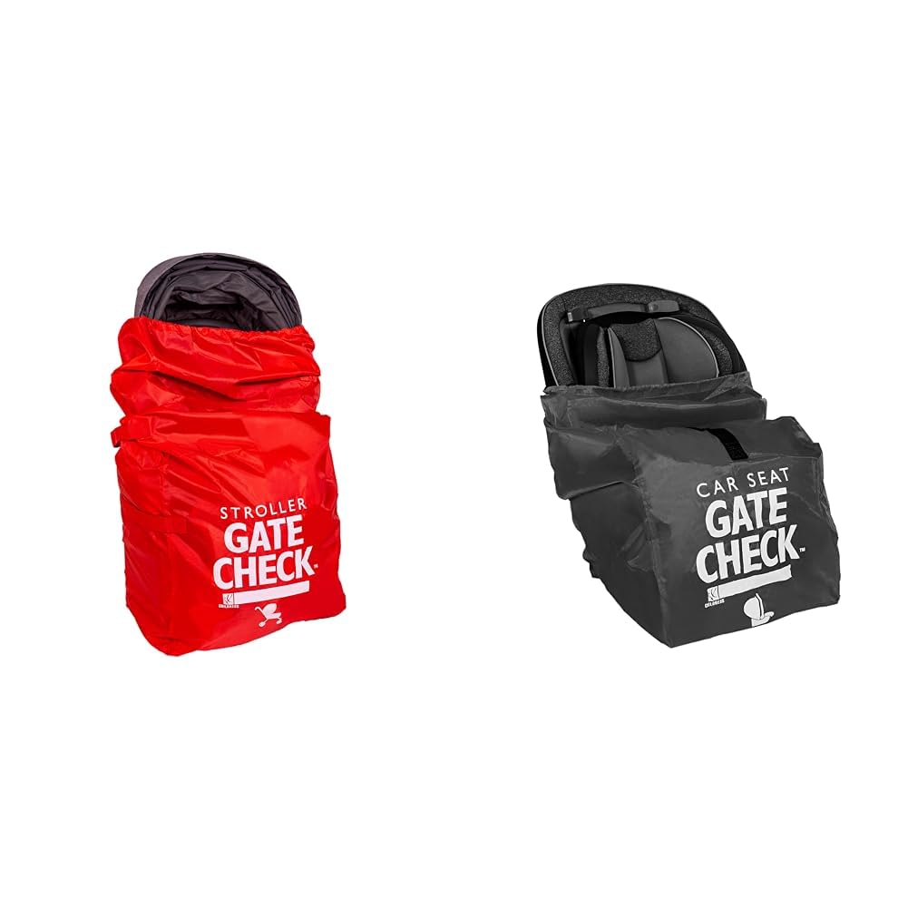 J.L. Childress Gate Check Bags for Single & Double Strollers and Car Seats - Red Stroller Bag Fits Standard and Some Double Strollers - Car Seat Bag Fits Convertible Seats, Infant Carriers & Boosters