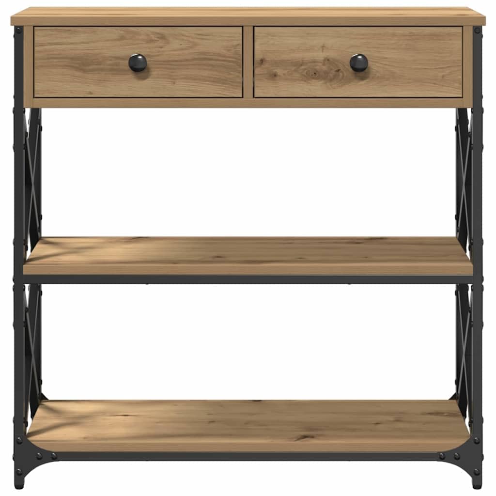 vidaXL Table Console avec tiroir chêne Artisanal 75 x 28 x 75 cm, Table d'appoint pour Salon, Cadre en Acier rectangulaire, Rangement Chic pour Couloir, unité d'affichage en Bois Robuste
