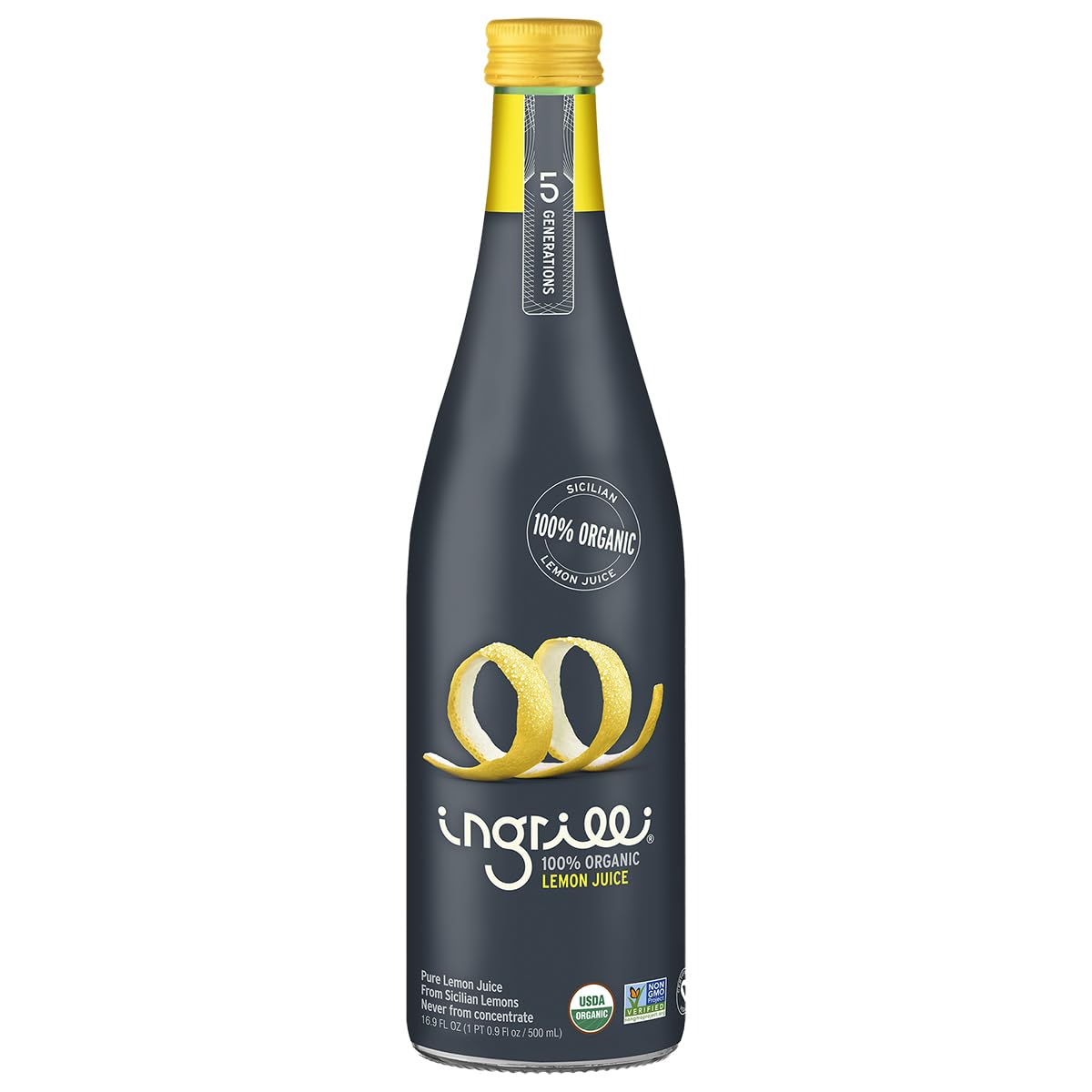 Sponsored Ad - Ingrilli 100% Organic Lemon Juice, 16.9 Fl Oz Glass Bottle (Pack of 3)