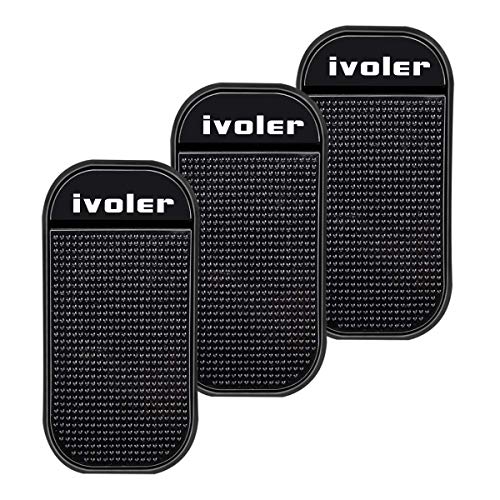ivoler Alfombrilla Antideslizante Coche, [3 Piezas] Coche Pegajoso Almohadilla Universal, (14 x 8 cm) Almohadilla de Silicona Antideslizante para Móviles, Llaves, Monedas, etc. - Negro