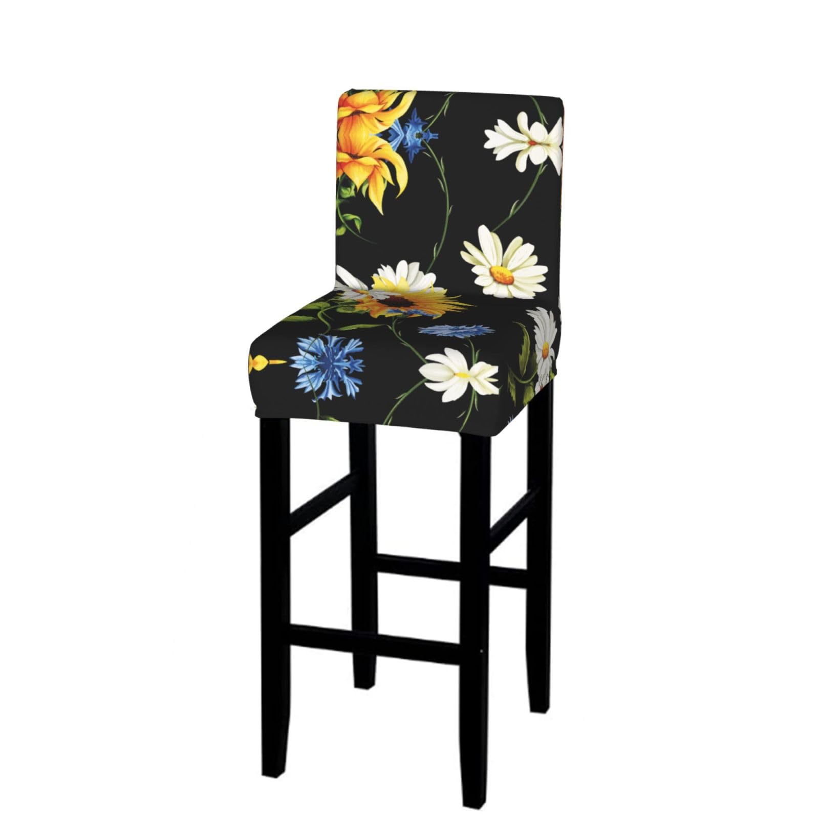WXWJSHMGC Sunflowers Chamomile Print Bar Stool Covers Stretch Counter Height Chairs Covers