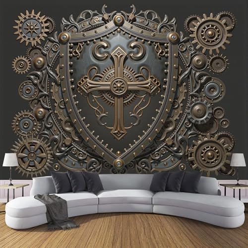 Fresque murale pour salon style steampunk luxe et relief 3D
