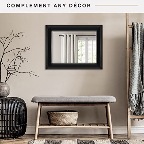 Image of MCS 27x21 Large Wall Mirror, Black & Beveled Mirror, Vertical & Horizontal Wall Hanging Mirror for Bathroom, Bedroom & Livingroom
