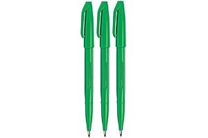 Pentel Green Original Sign Pen S520 Fibre Tip Marker Pens, Green Felt Tip Fineliner Pens