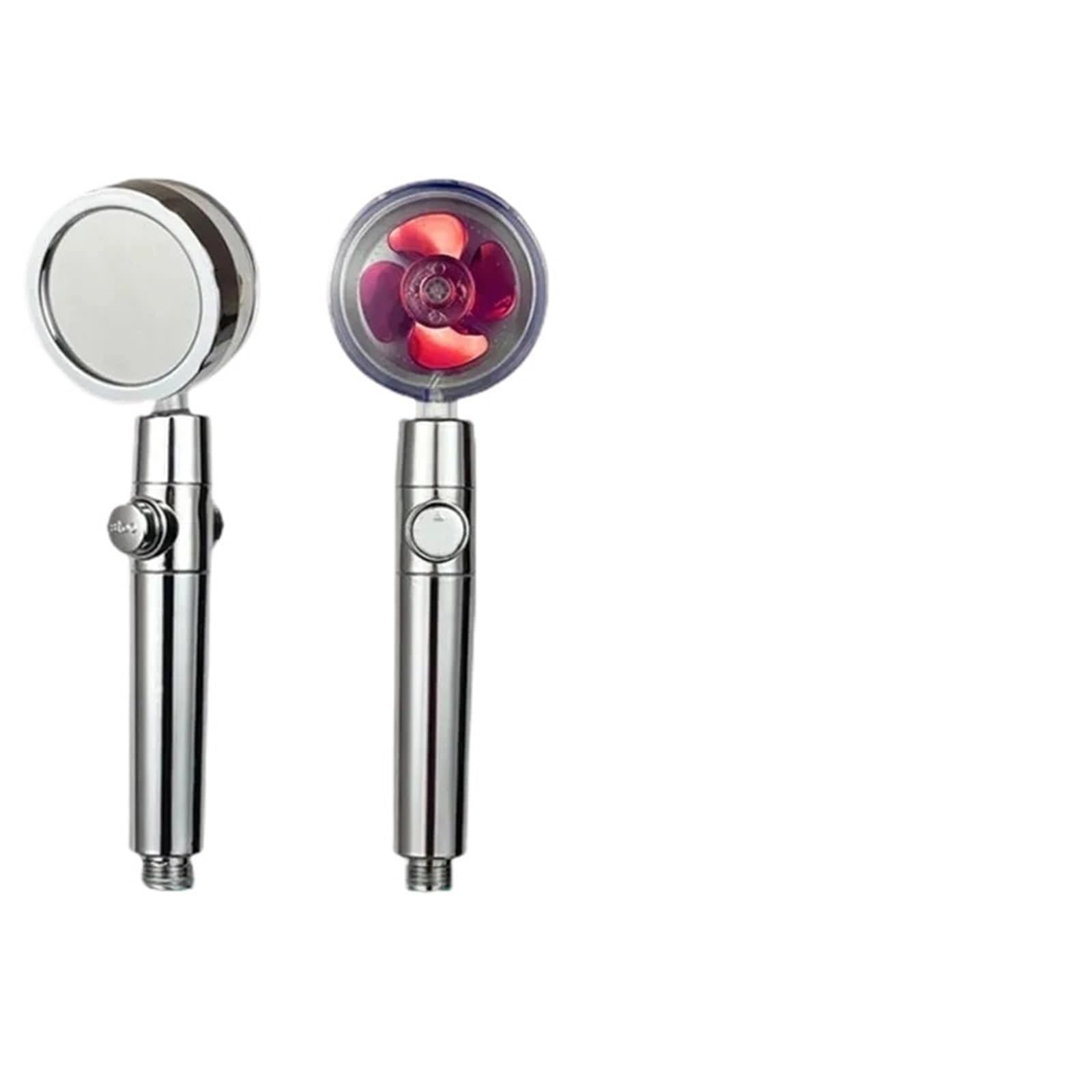 Mqfbnnp Classic-Red Shower Head Shower Head High Pressure Twin Turbocharged Handheld Turbo Fan Propeller One-Key Stop Massage Showerhead(Classic-Red)