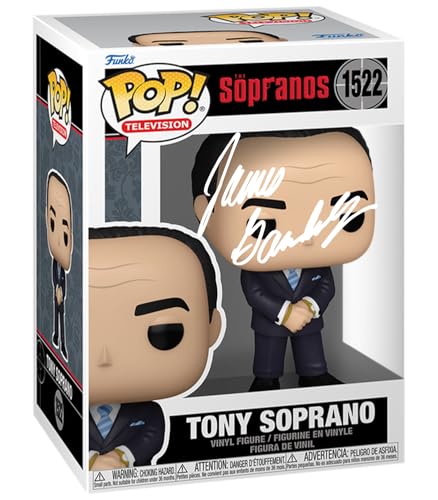 James Gandolfini Tony Soprano in Suit 1522 Facsimile Signed Reprint Laser Autographed Funko POP! TV The Sopranos Figurine with Protector Case