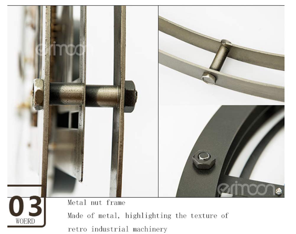 WOERD Reloj De Pared De Estilo Industrial Retro Europeo Engranajes En Movimiento Reloj Creativo De La DecoracióN De La Sala De Estar del Reloj del Engranaje del Arte del Metal