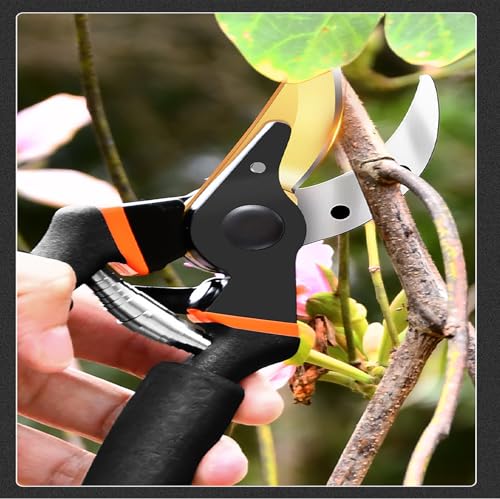Hermhoffer Garden Slicer Pro | Robuste ultrascharfe Gartenschere mit weichem, gepolstertem Griff aus japanischem Kohlenstoffstahl – perfekter Schnitt in Ihrem Garten. (Schwarz) – Bild 3