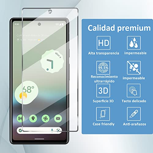 Ansxiy (4 piezas) Protector de Pantalla y Lente de Cámara Compatible con Google Pixel 6a, Vidrio Templado 9H, Sin Burbujas, Resistente a Arañazos