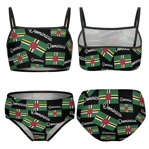 Dominica Flag Cute Girls Bikini 2 Piece Swimsuit Bathing Suit Beach Swimwear Spaghetti Strap Sets3