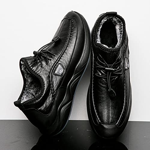 LAVAEGG Mens Shoes Outdoor Sneakers Lace Up Non Slip Running Shoes ?Elastic Lace-Up Leather Shoes3