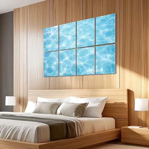 8 Paneles Acústicos Decorativos Autoadhesivos JCFANGALLERY 48"x32" Azul Verano Onda de Agua Textura Burbujas miniatura 5