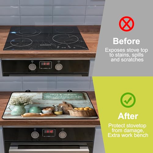 Image of Stove Top Covers for Electric Stove, Glass Stove top Cover 28 inchx 20 inch