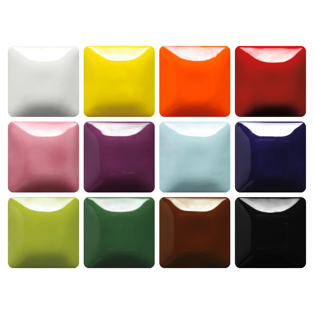 Stroke & Coat Wonderglazes 12-Color Set #1, 12 Pints, Low/Mid-High Fire Glazes for Wet/Unfired Clay or Bisque