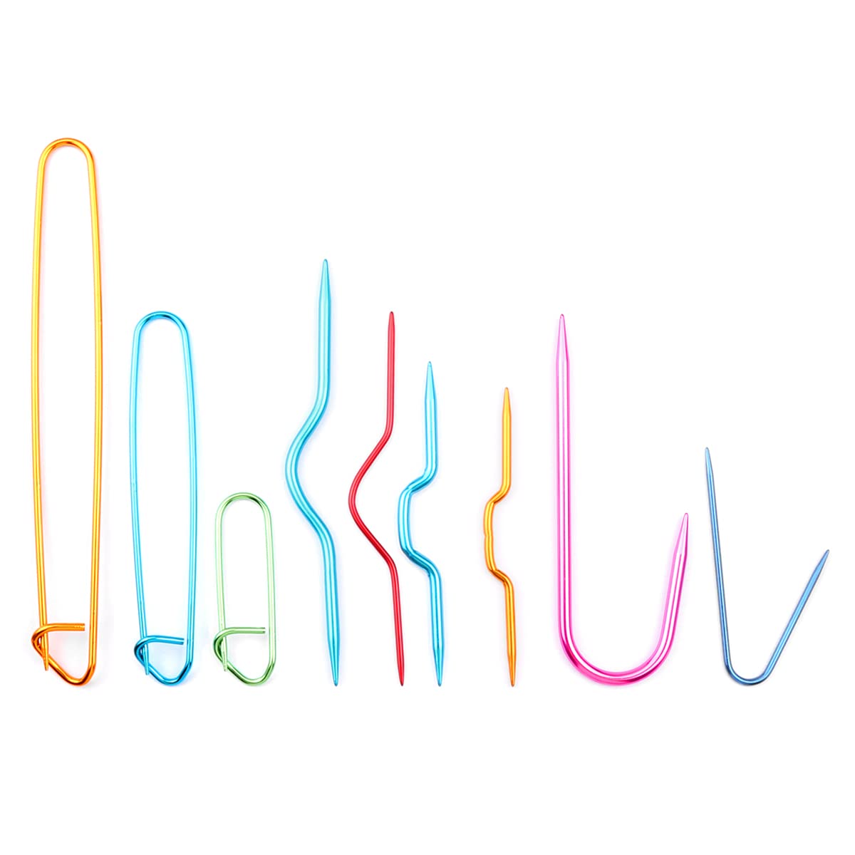 Jagowa Cable Stitch Holder, 9Pcs Cable Stitch Holders with Assorted Colors Aluminum Crochet Knitting Weaving Needles Stitch Holders Set for DIY Tapestry Yarn Knitting Sewing Craft