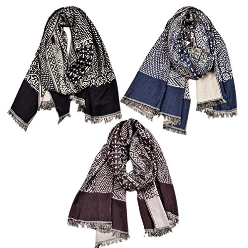 Runtlly RC-S180311 BLACK Scarf For Men Lightweight Shape Paisley Pattern Fashion Cotton-Linen Scarves Long Scarf Man Gentleman Summer Fall 0311 Black thumb #2