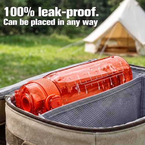 Image of GOPPUS 20oz Kids Water Bottle with Time Marker & Handle, Tritan BPA-Free, Reusable Leakproof Anti-Dust Everyday,Clear Kids Water Bottles For School,Car Travel, Gifts Boys Girls(Orange)