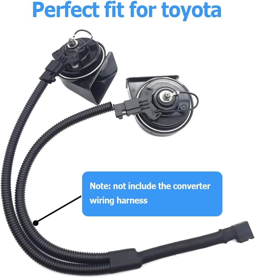 Car Horn Compatible with Toyota, 12V Waterproof Snail Loud High Low 2 Tone Auto Horn, 115-128 DB (With a pair Plug)