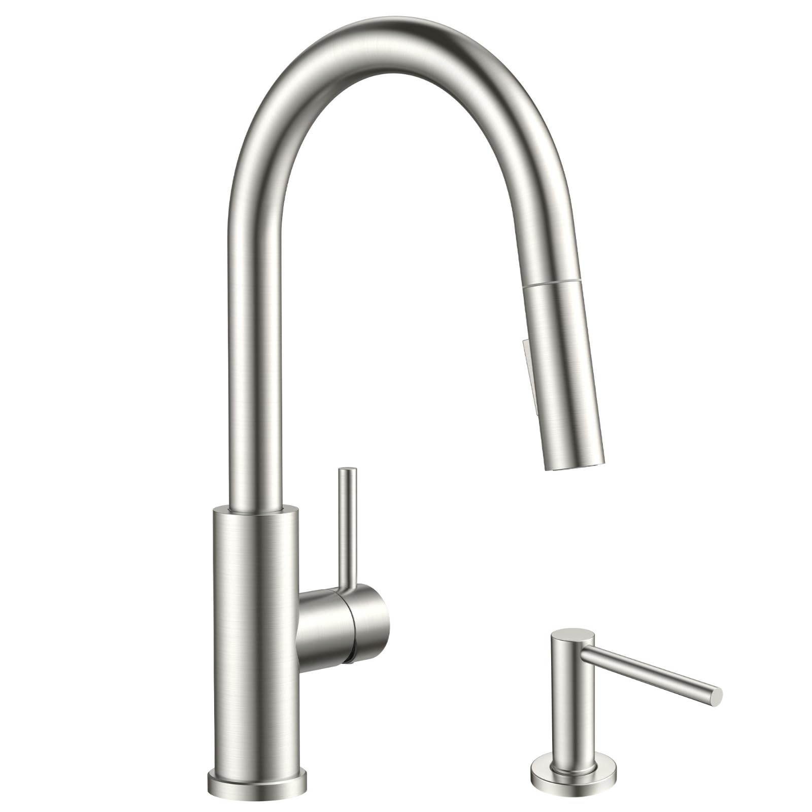 Jnfidosr Brushed Nickel High Arc Kitchen Faucet With 17 Oz Soap Dispenser For Kitchen Sink