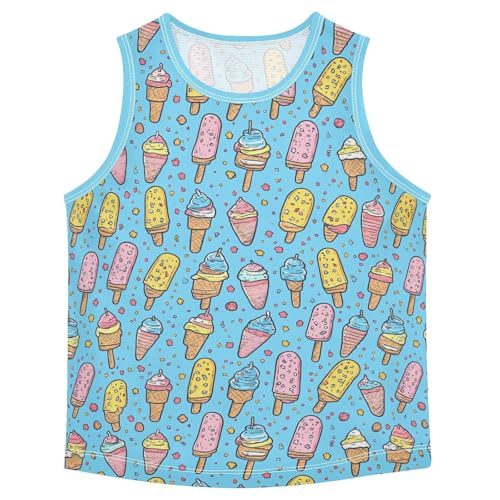 Boys Tank Top Shirts Colorful Popsicle Ice Cream Cartoon Sleeveless T-Shirts Crew Neck for Kids Clothing Children