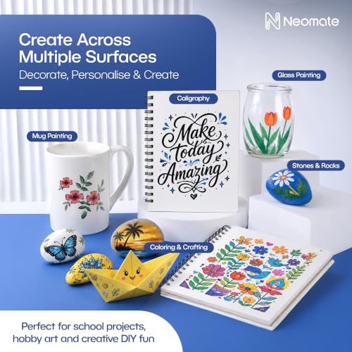 Image of Neomate 12 Pcs Single-Tip Acrylic Markers Set | Non-Toxic Art Supplies for Kids & Adults | Waterproof, Quick Dry | For Rock Painting, Canvas, Wood, Ceramic, Glass & DIY Crafts