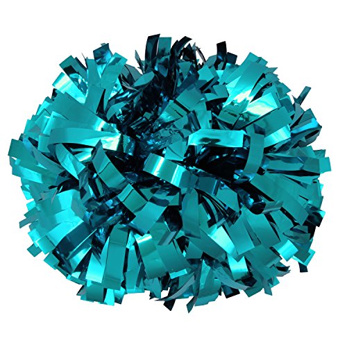Metallic Cheerleader Cheerleading Pom Poms 6 inch 1 Pair 2 Pieces (Teal)
