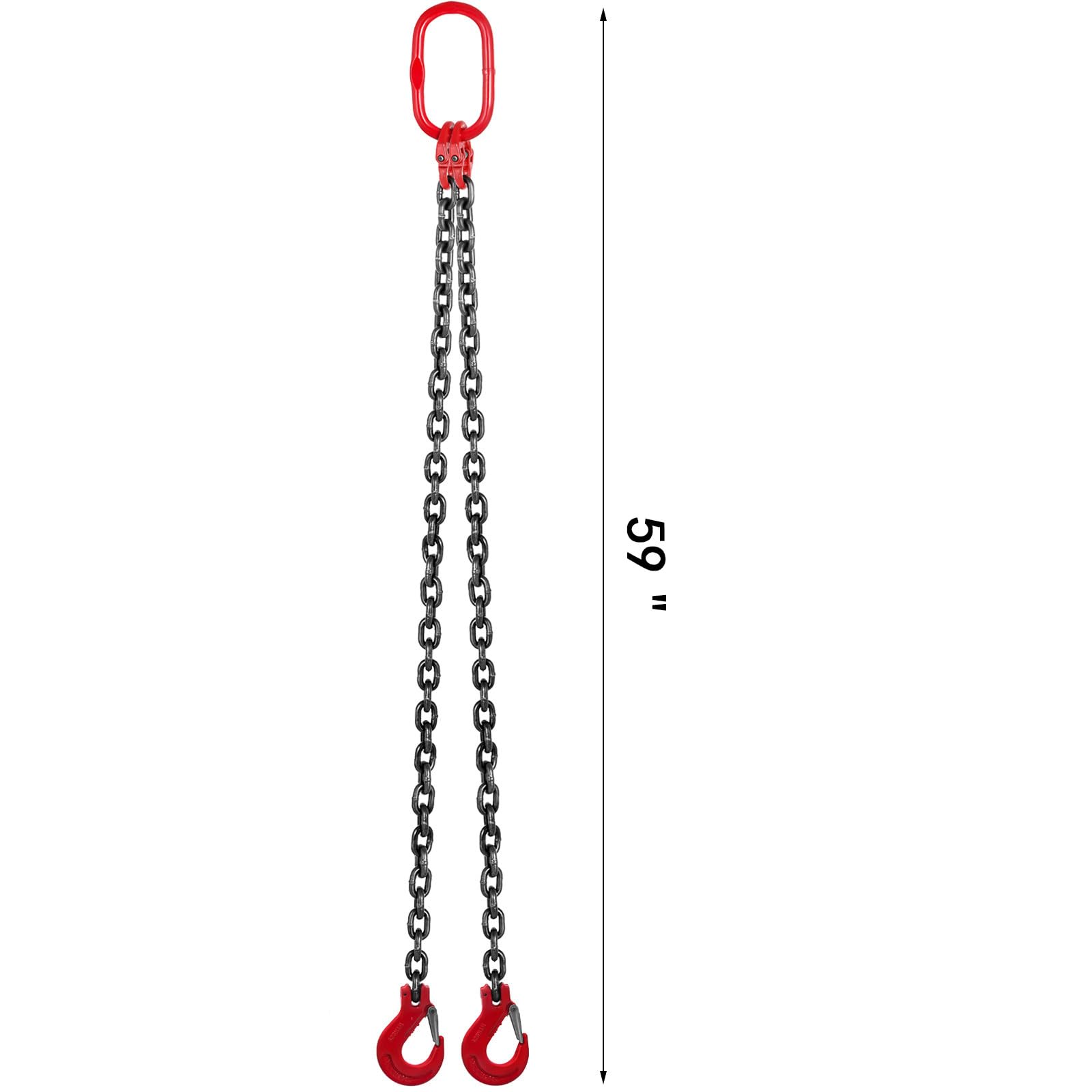 VEVOR Eslinga de cadena de 10 mm 1,5 m patas dobles G80 4 T ganchos de acero para elevación