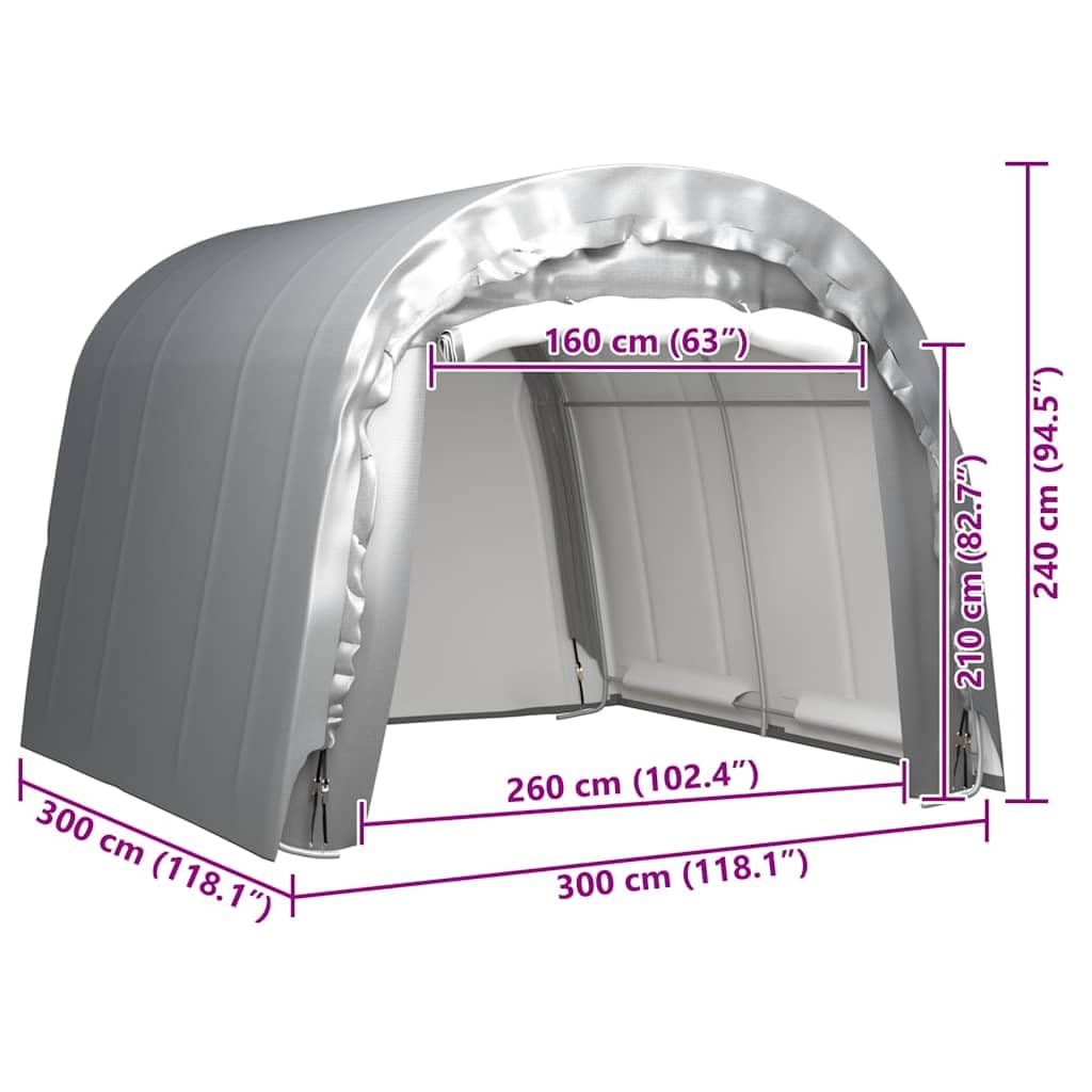 Namiot magazynowy 300 x 300 cm, stalowy, szary, z odpornego na promieniowanie UV PE, ocynkowana rama stalowa, ochrona przed warunkami atmosferycznymi, praktyczne schronienie do domku