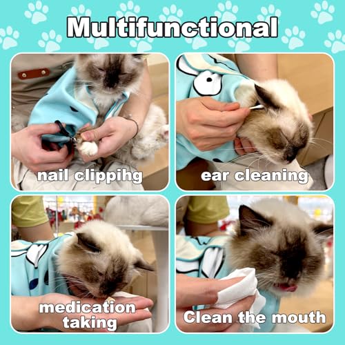 Image of 27.6 inch Cat Grooming Wrap Cat Grooming Wrap for Cutting Nails Self-Adhesive Swaddle Restraint wrap Cats Anti-Scratch and Anti-Bite Swaddle Restraint wrap XL(Within 15lbs)