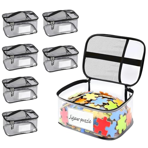 Tbintul Lot de 6 Boîtes de Rangement Jouets,Boite Rangement Jouet Avec Fermeture éclair et Fentes de Grille,Sacs à Jouets pour Enfants pour Puzzles Blocs de...