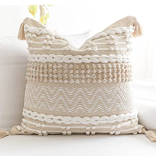 Boho Throw Pillow Cover 20X20, Decorative Accent Pillow for Couch...