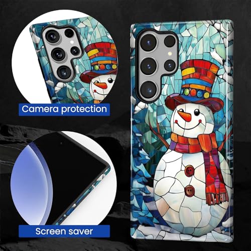 TAMEFOX Case for Samsung Galaxy S24 Ultra,Anti Drop Scratch Frosted Protective Cover Case for Women Girl-Gorgeous Winter Christmas Snowman - image 2