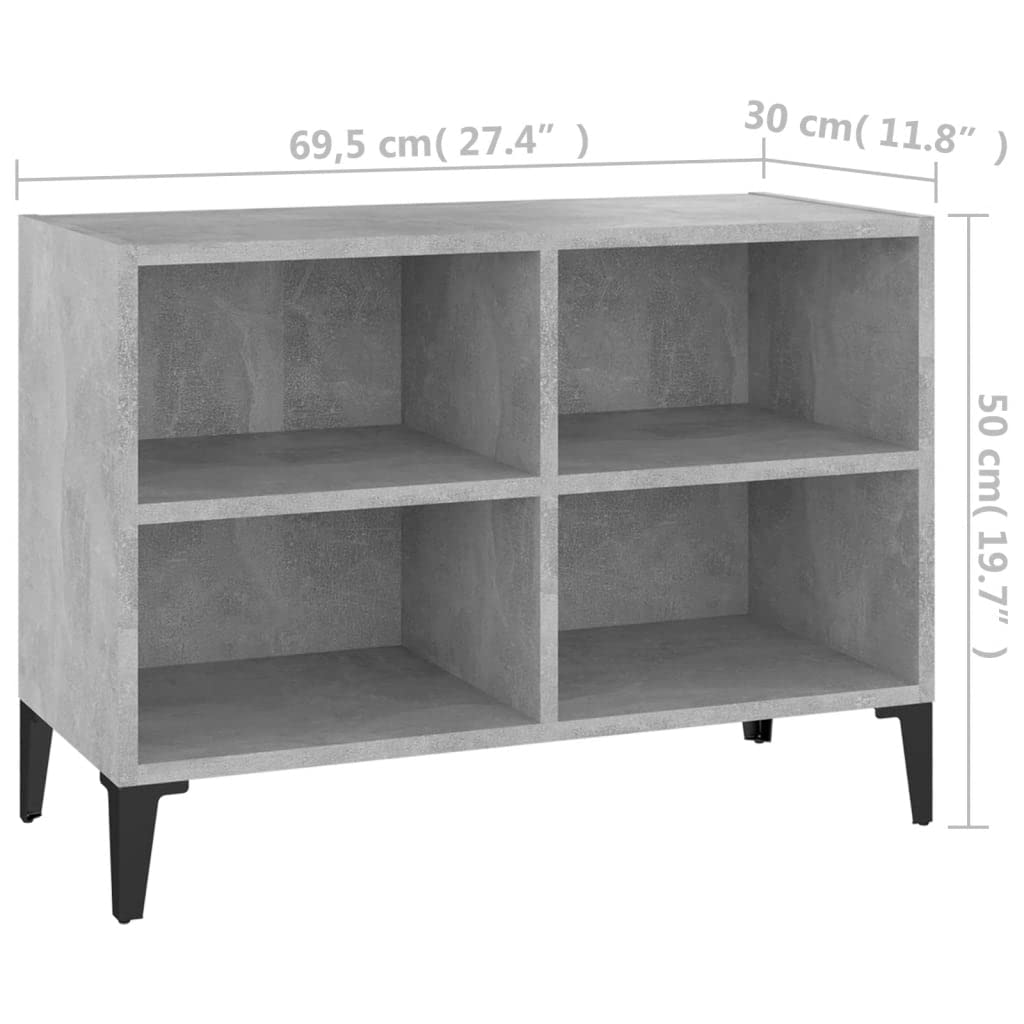 Mobile TV,mobile tv soggiorno mobile tv moderno con Spazio di Archiviazione Adatto per camera da letto, soggiorno, B&B, hotel con Gambe in Metallo Grigio Cemento 69,5x30x50 cm