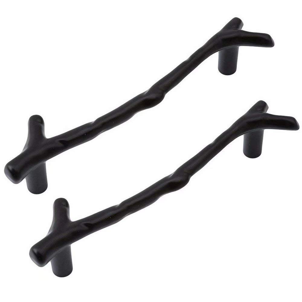 Sajmakuwla Black Antique Brass Cabinet Drawer Handles 2Pcs Zinc Alloy Twig Branch Decorative Hardware Pulls(,Hole Centers:5.03 Inch)
