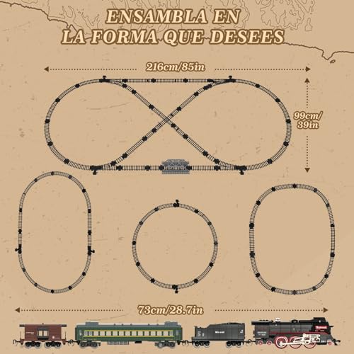 Tren eléctrico juguete niños con vías de circuito, efectos de sonido y luces 3