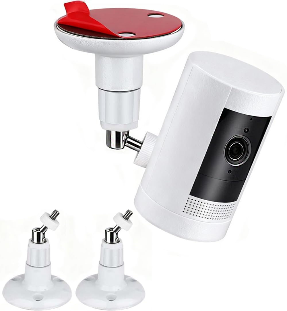 2 Packs Adhesive Ring Camera Mount Stick Up Mount Holder Compatible with Outdoor Security 360° Degree Adjustable Security Mounting Bracket,Camera Not