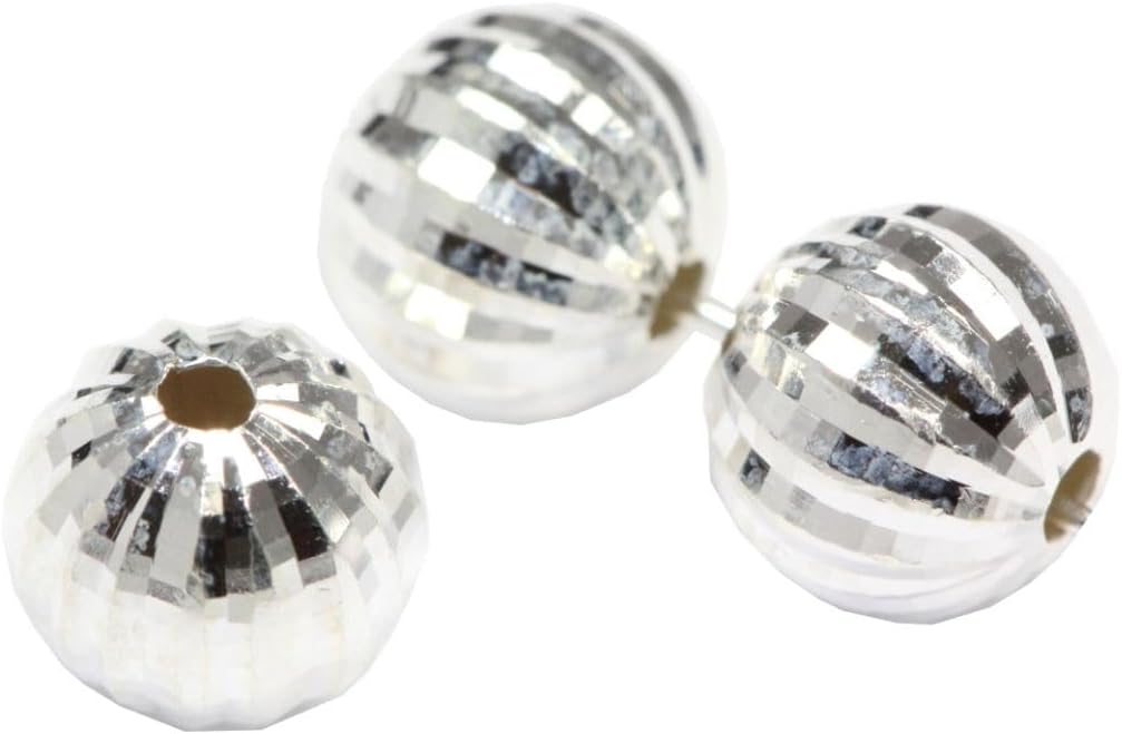 50pcs Adabele Authentic 925 Sterling Silver 4mm (0.16 inch) Small Sparkle Diamond Cut Corrugated Ball Round Loose Beads Spacer for DIY Craft Jewelry Making SS61-4